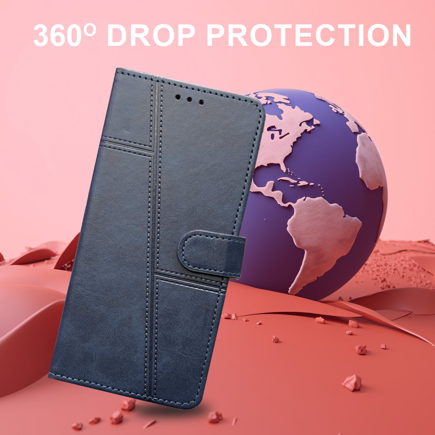 Flip case Cover For Vivo V40 5G- 360 Protection cover Leather Finish- Blue