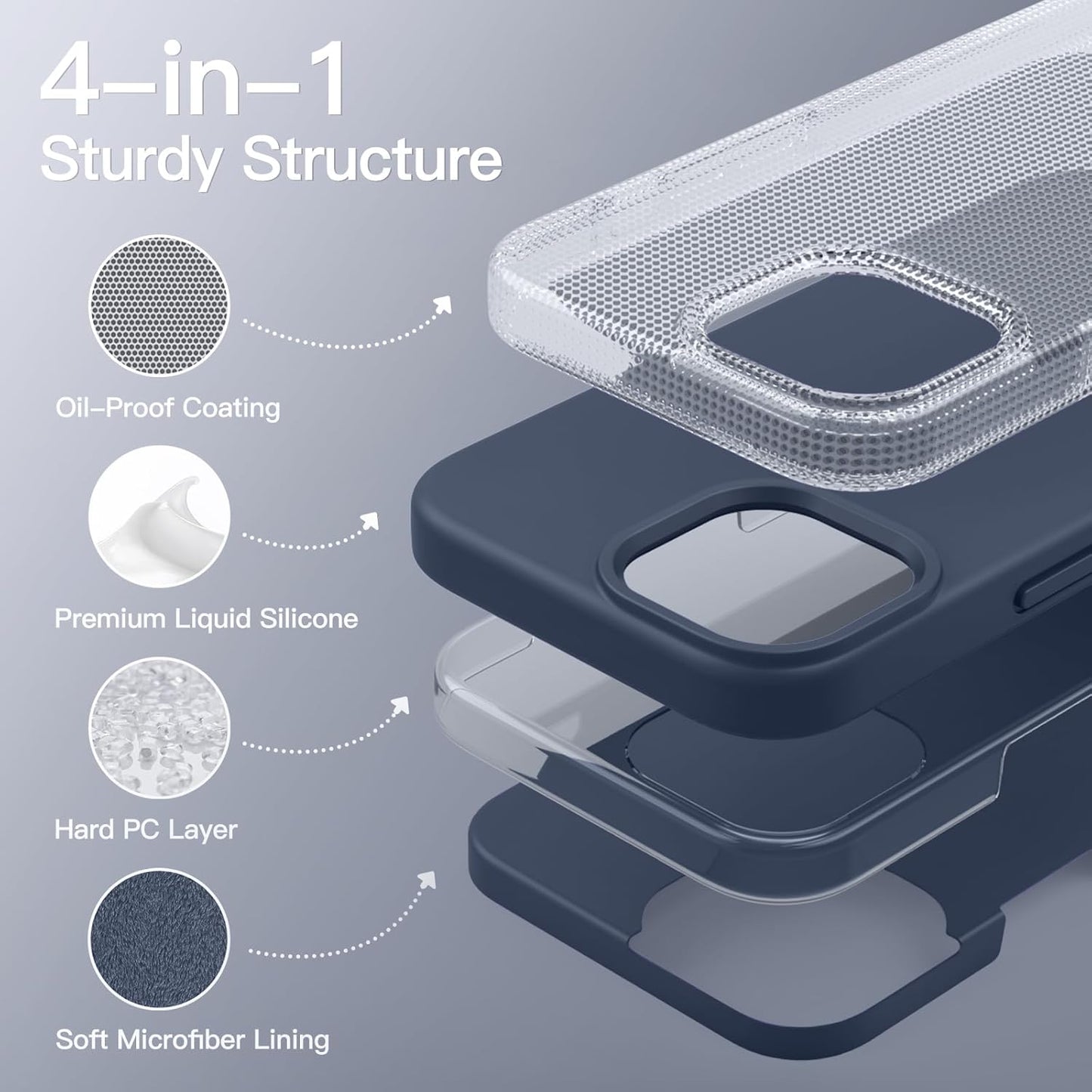 Premium Silicone Soft Case for iPhone 15 โ Sleek, Shockproof & Stylish Protection- Strom Blue