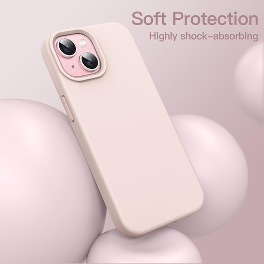 Premium Silicone Soft Case for iPhone 15 – Sleek, Shockproof & Stylish Protection- Light Pink