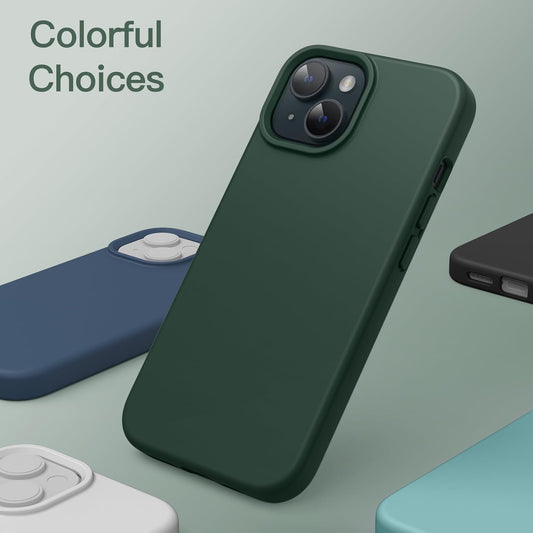 Premium Silicone Soft Case for iPhone 15 – Sleek, Shockproof & Stylish Protection- Midnight Green
