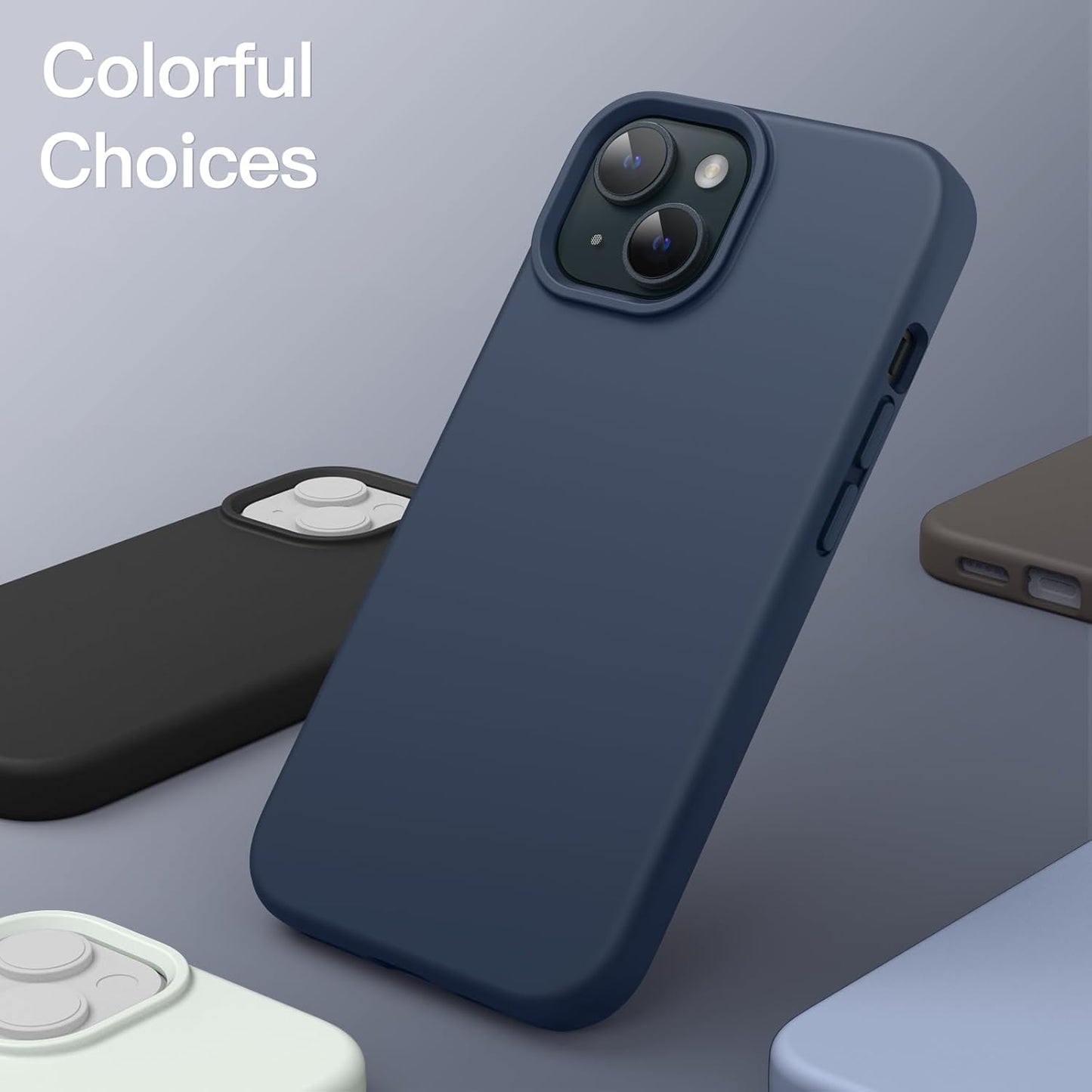 Premium Silicone Soft Case for iPhone 15 – Sleek, Shockproof & Stylish Protection- Strom Blue