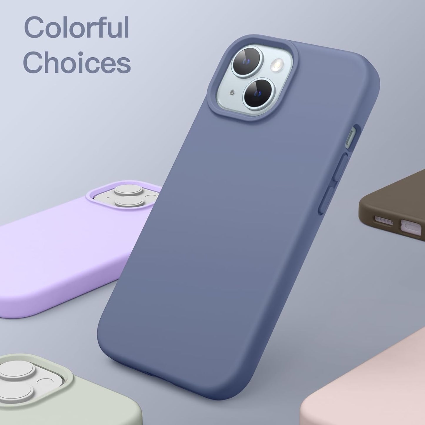 Premium Silicone Soft Case for iPhone 15 – Sleek, Shockproof & Stylish Protection- Winter Blue