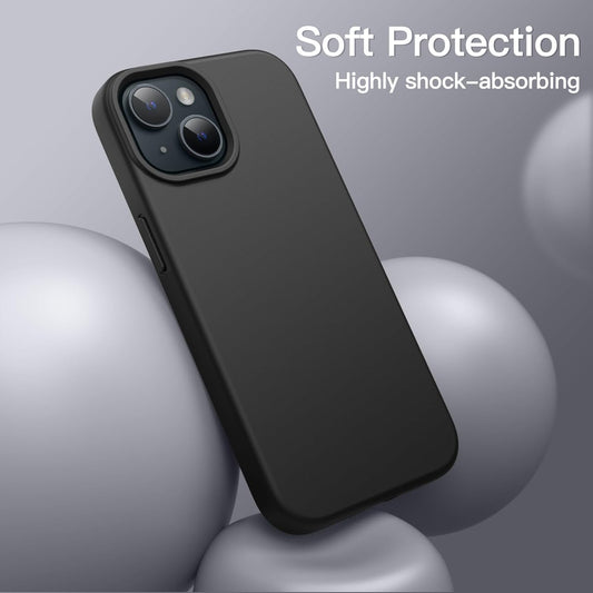 Premium Silicone Soft Case for iPhone 15 – Sleek, Shockproof & Stylish Protection- BLACK