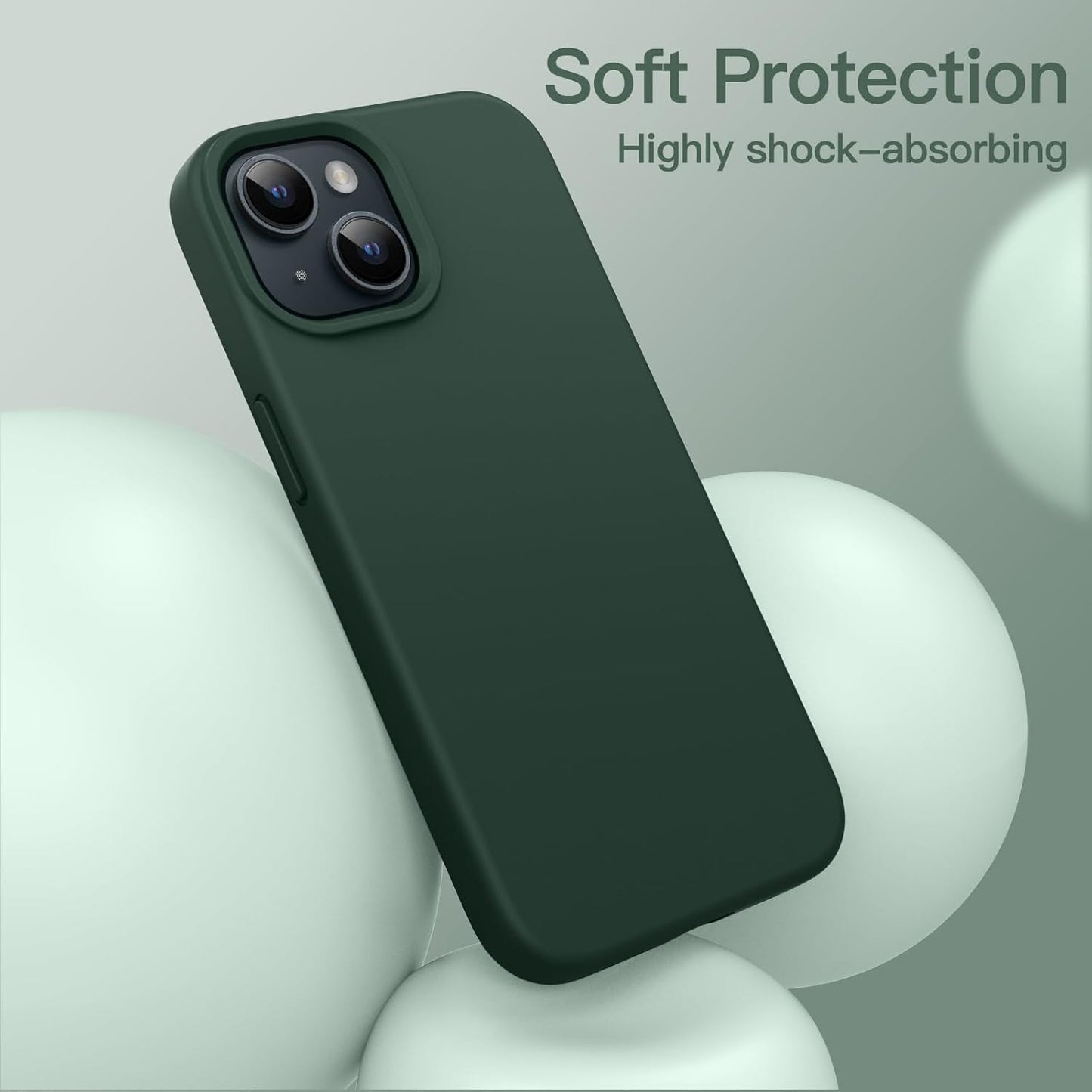 Premium Silicone Soft Case for iPhone 15 – Sleek, Shockproof & Stylish Protection- Midnight Green