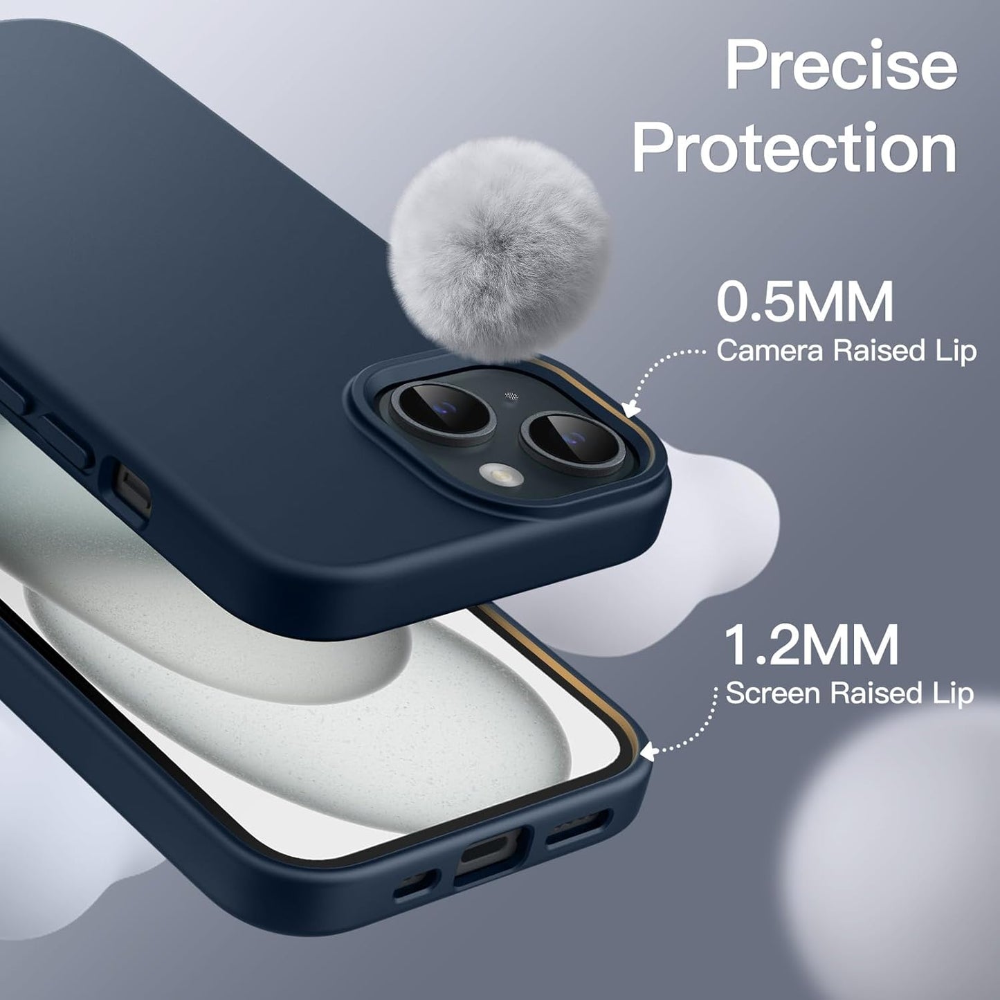 Premium Silicone Soft Case for iPhone 15 – Sleek, Shockproof & Stylish Protection- Navy Blue