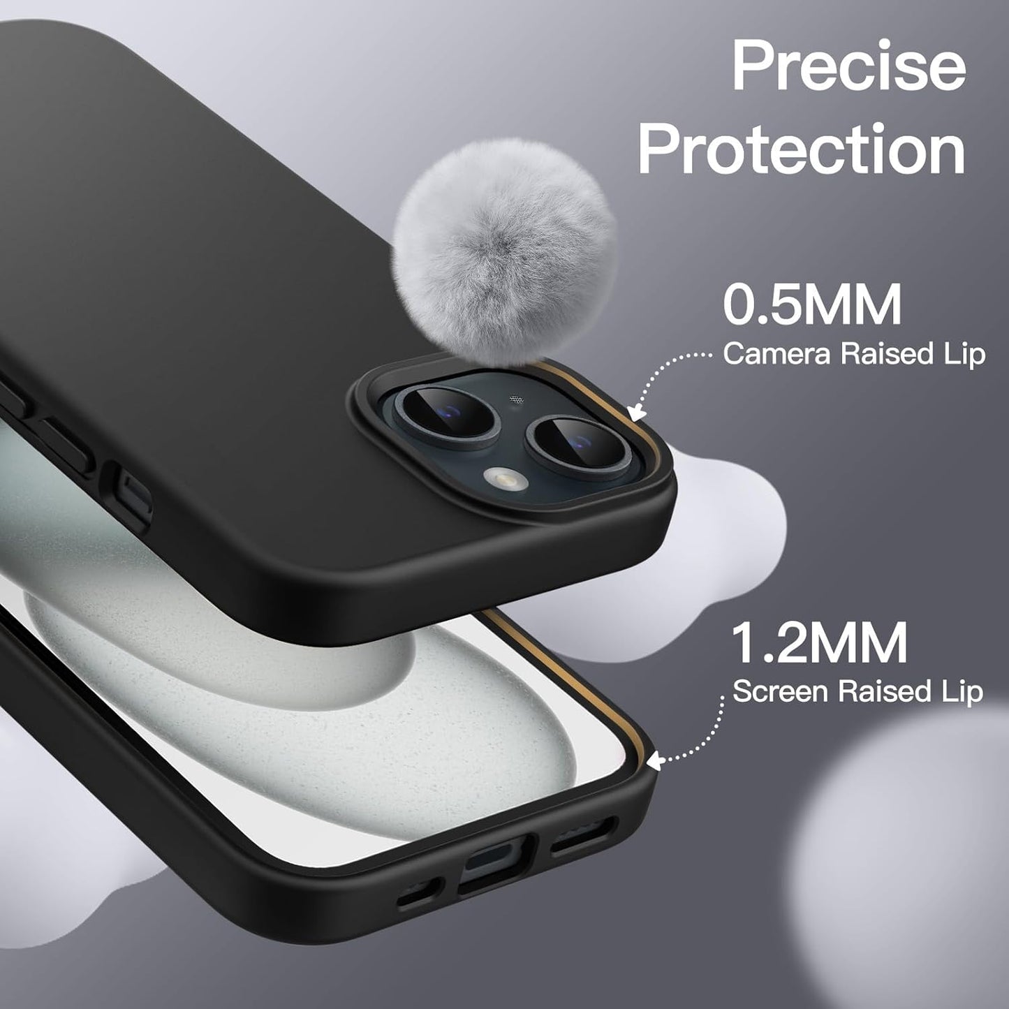 Premium Silicone Soft Case for iPhone 15 – Sleek, Shockproof & Stylish Protection- BLACK