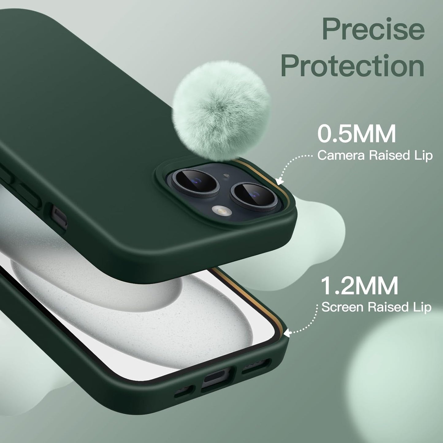 Premium Silicone Soft Case for iPhone 15 – Sleek, Shockproof & Stylish Protection- Midnight Green