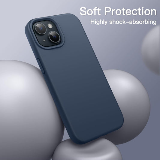 Premium Silicone Soft Case for iPhone 15 – Sleek, Shockproof & Stylish Protection- Strom Blue