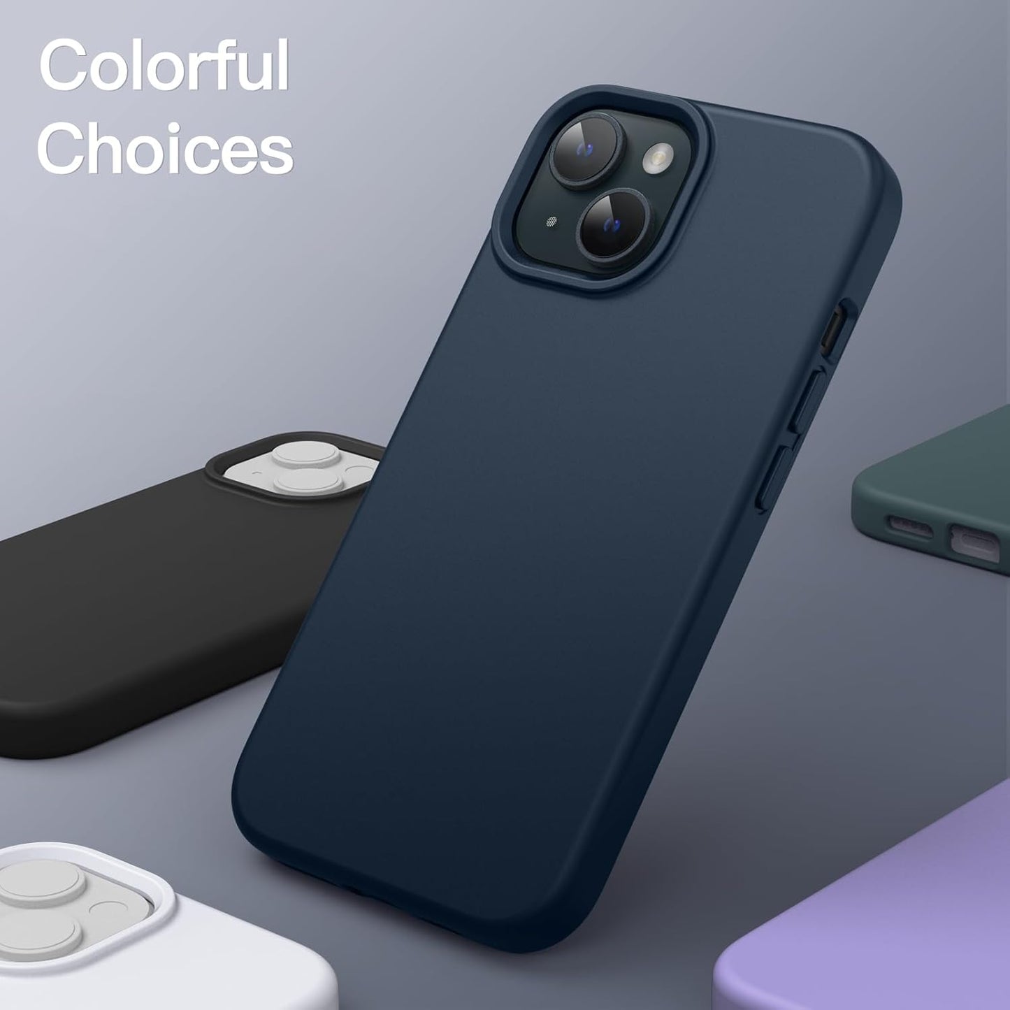 Premium Silicone Soft Case for iPhone 15 – Sleek, Shockproof & Stylish Protection- Navy Blue