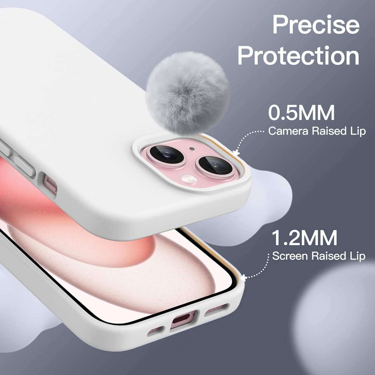 Premium Silicone Soft Case for iPhone 15 – Sleek, Shockproof & Stylish Protection- White