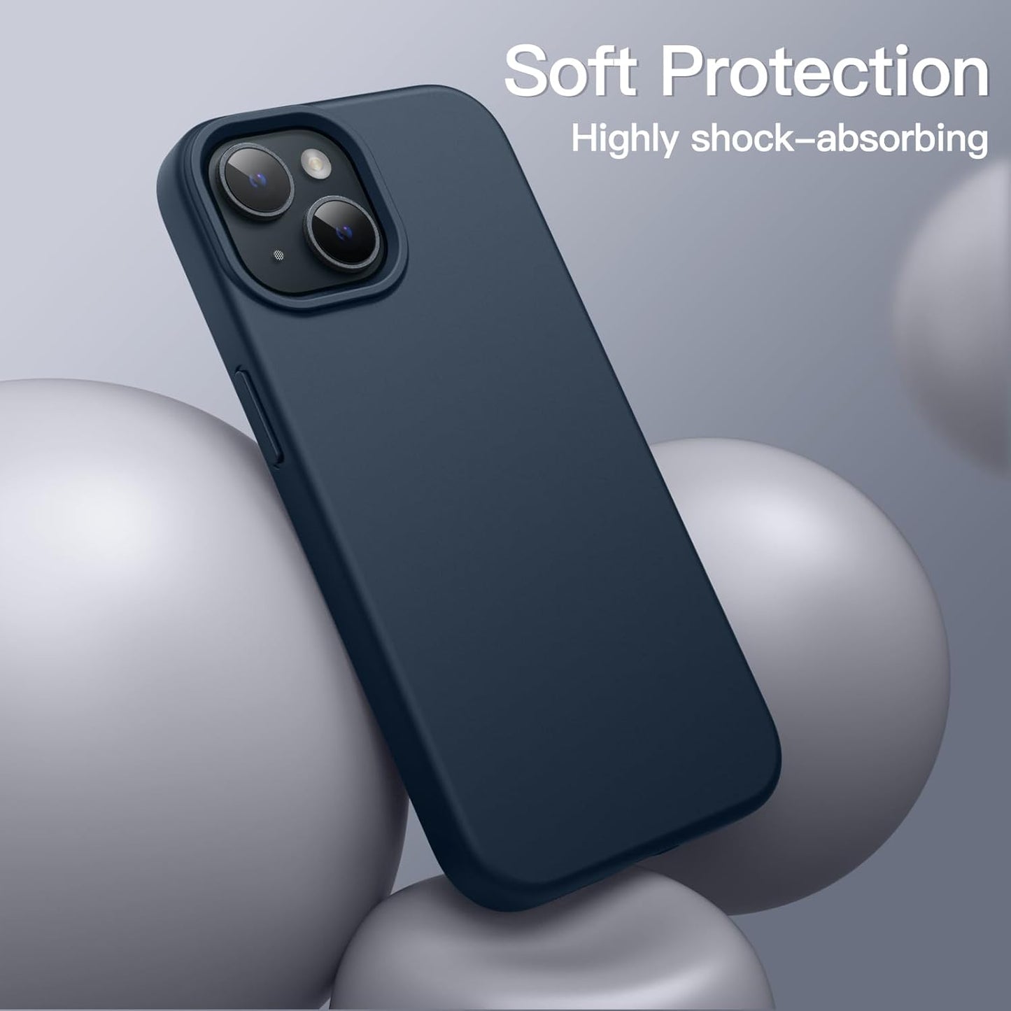 Premium Silicone Soft Case for iPhone 15 – Sleek, Shockproof & Stylish Protection- Navy Blue