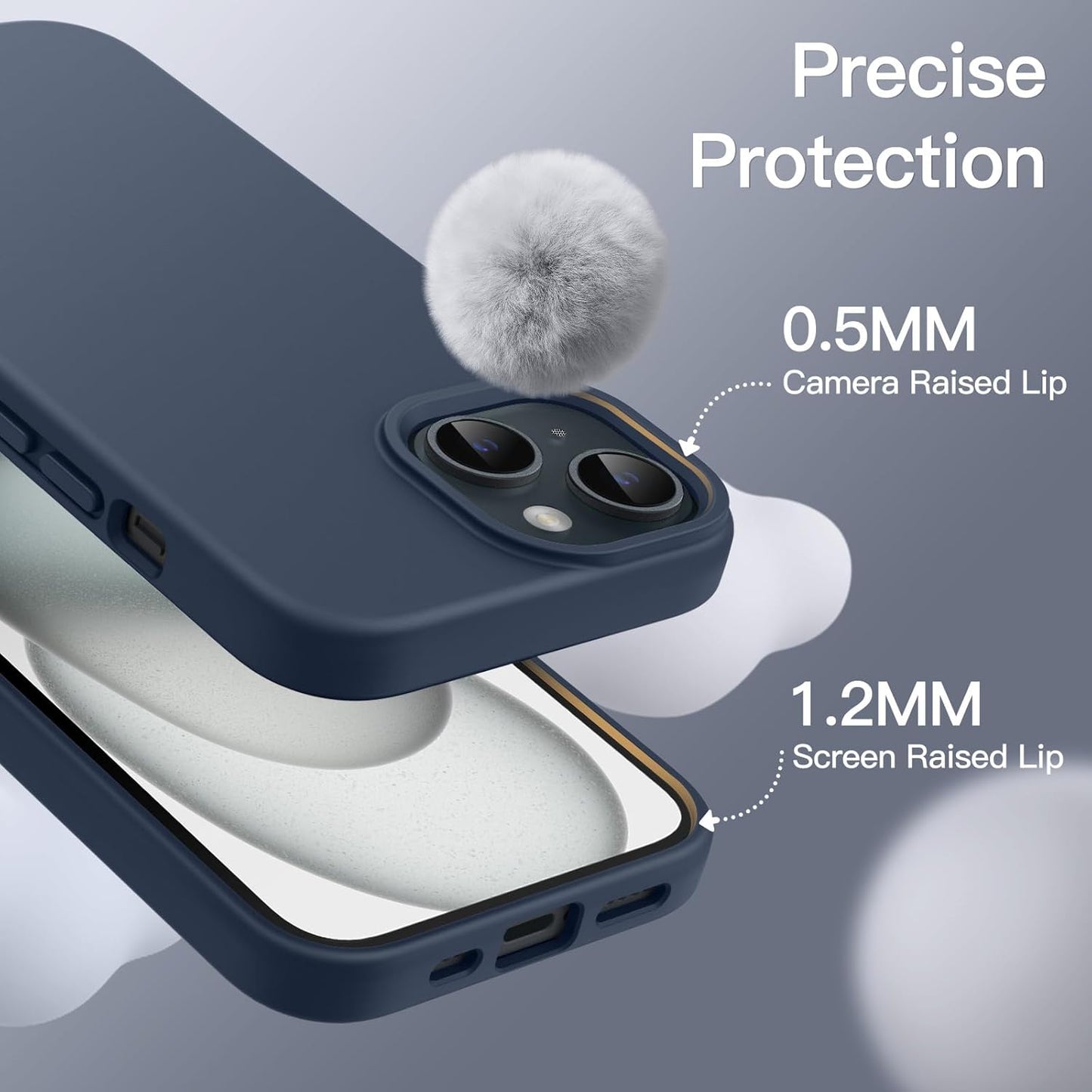 Premium Silicone Soft Case for iPhone 15 – Sleek, Shockproof & Stylish Protection- Strom Blue