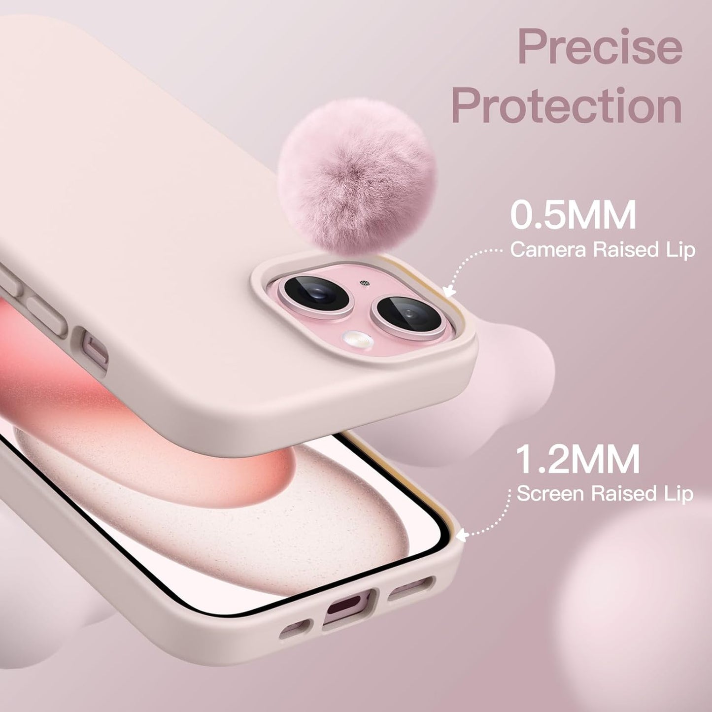 Premium Silicone Soft Case for iPhone 15 – Sleek, Shockproof & Stylish Protection- Light Pink