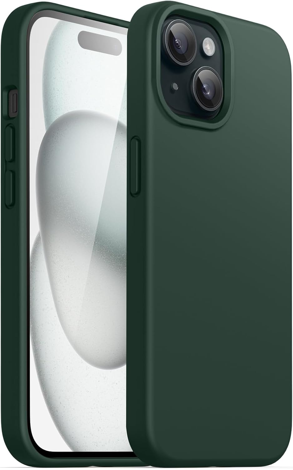 Premium Silicone Soft Case for iPhone 15 – Sleek, Shockproof & Stylish Protection- Midnight Green