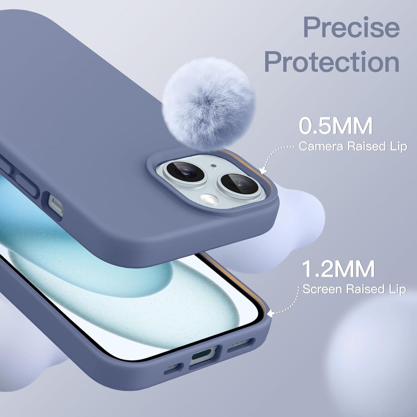 Premium Silicone Soft Case for iPhone 15 – Sleek, Shockproof & Stylish Protection- Winter Blue