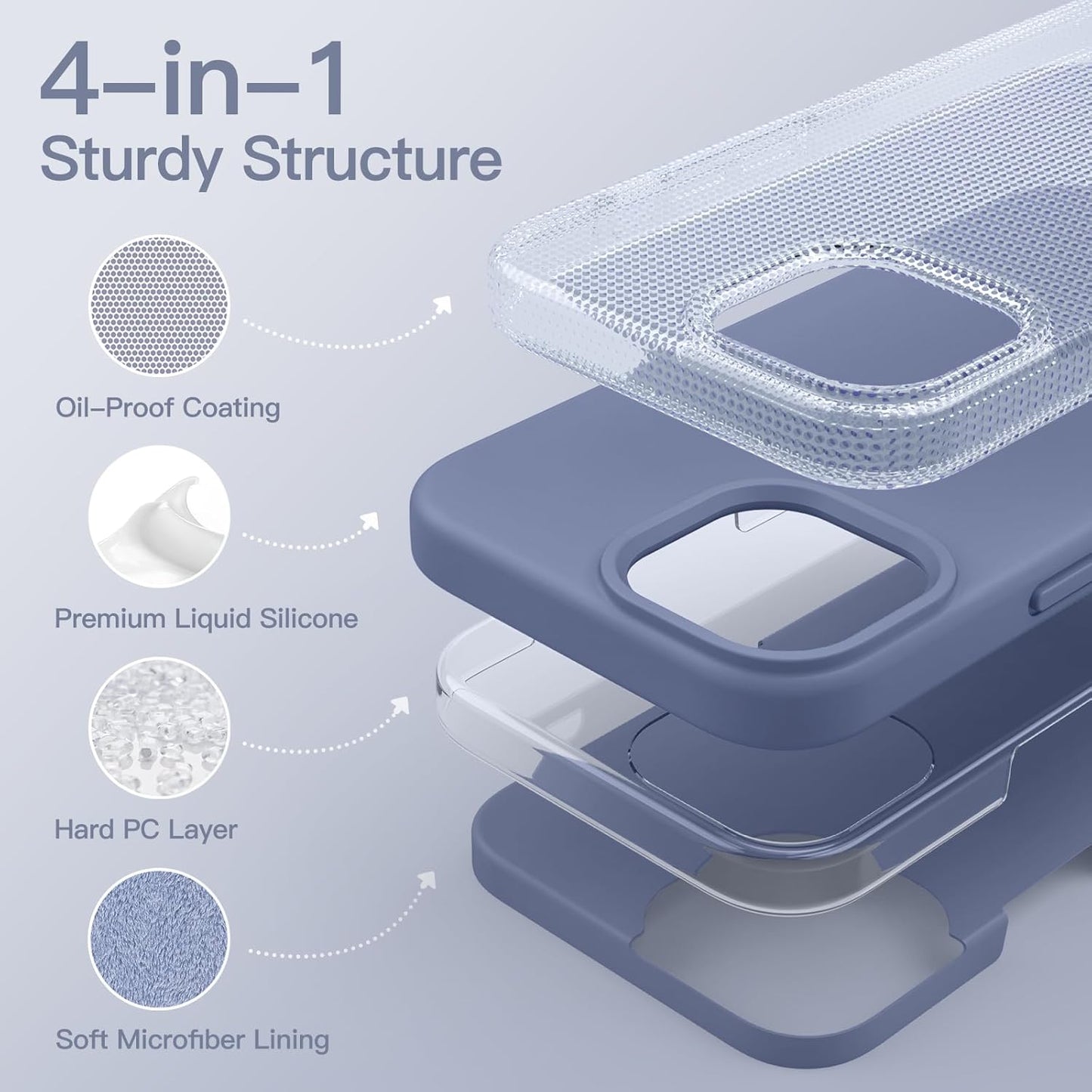 Premium Silicone Soft Case for iPhone 15 – Sleek, Shockproof & Stylish Protection- Winter Blue