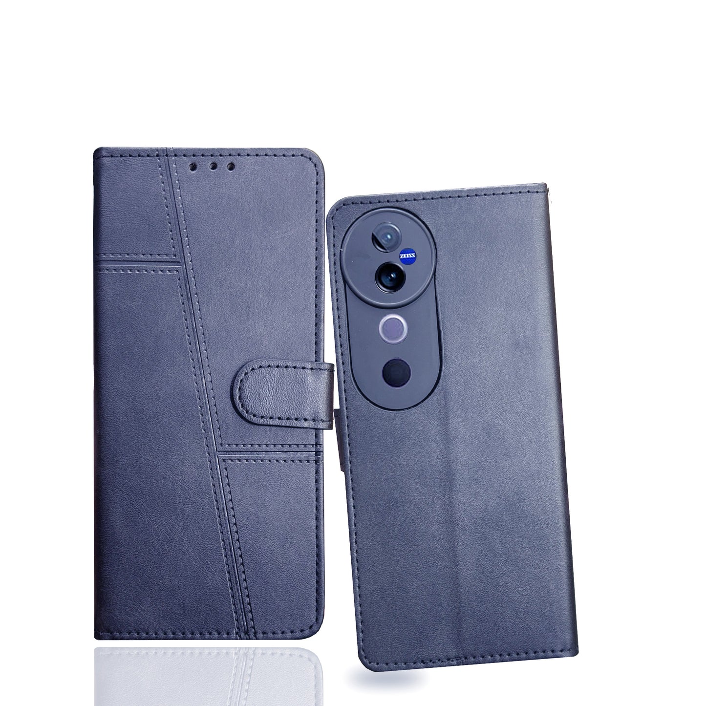 Flip case Cover For Vivo V40 5G- 360 Protection cover Leather Finish- Blue